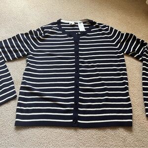 NWT GAP Navy and White Striped Button-Down Cardigan